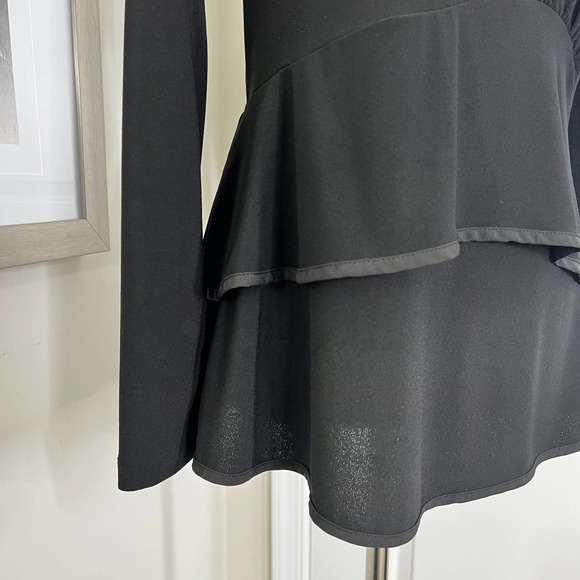 Narciso Rodriguez Design Nation Black Peplum Top Small Long Sleeve Stretch - Picture 5 of 10